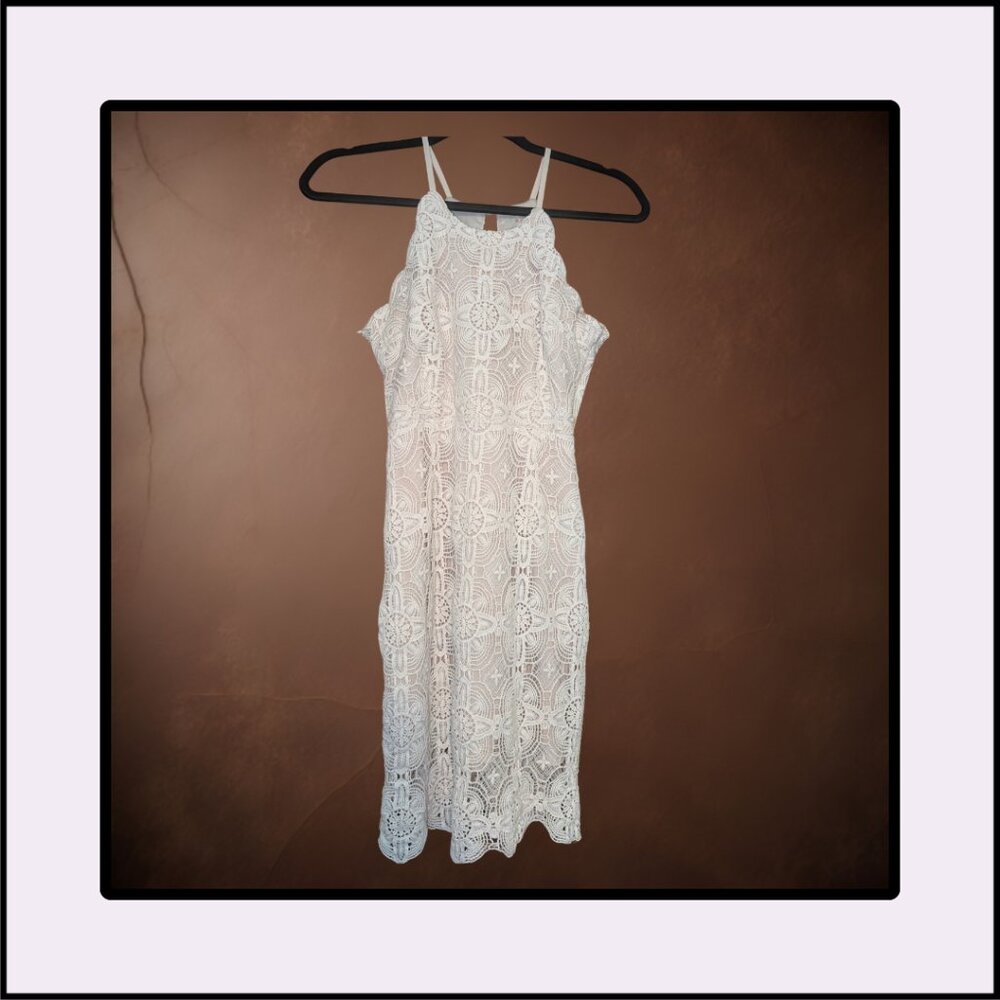 Cremieux White Lace Sleeveless Dress – XS